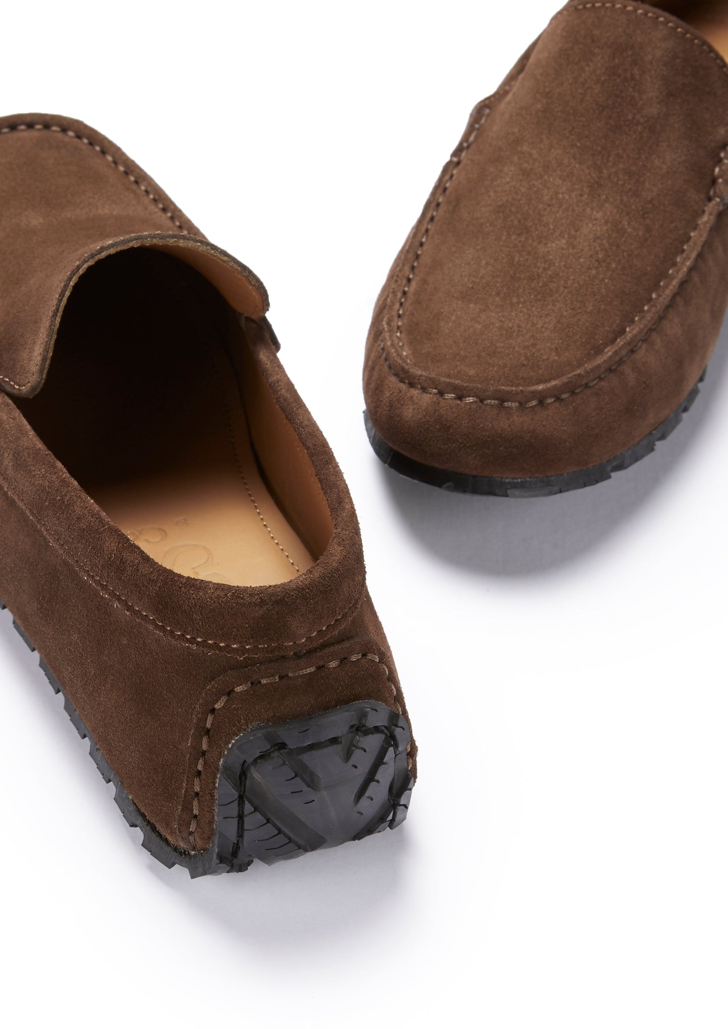 Tyre Sole Driving Loafers, brown suede-4