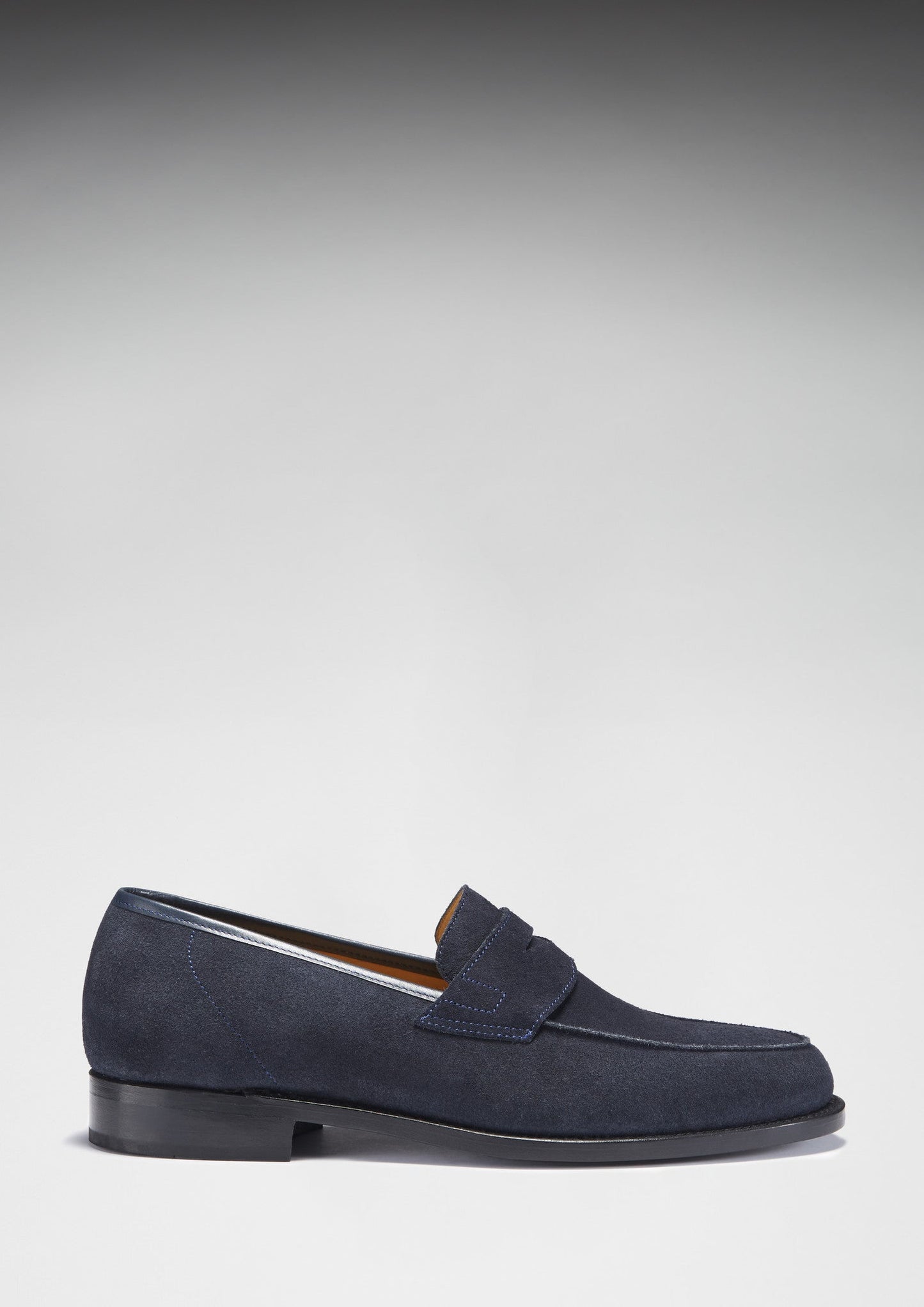 Navy Blue Suede Loafers, Welted Leather Sole-2