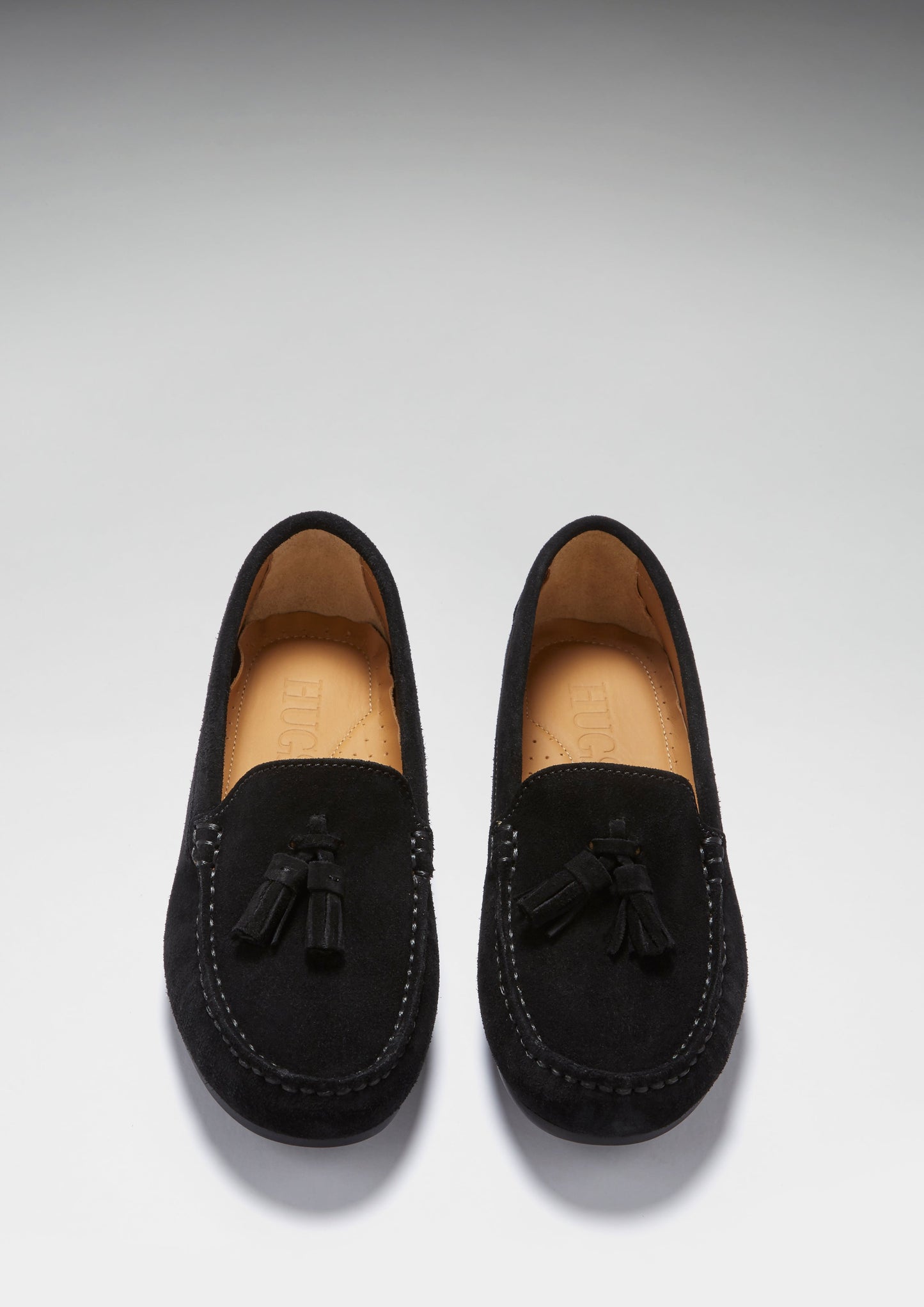 Women's Tasselled Driving Loafers Full Rubber Sole, black suede-1